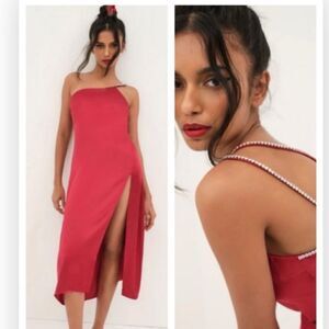 🍋 For Love & Lemons Elora Midi Dress Red Medium $270